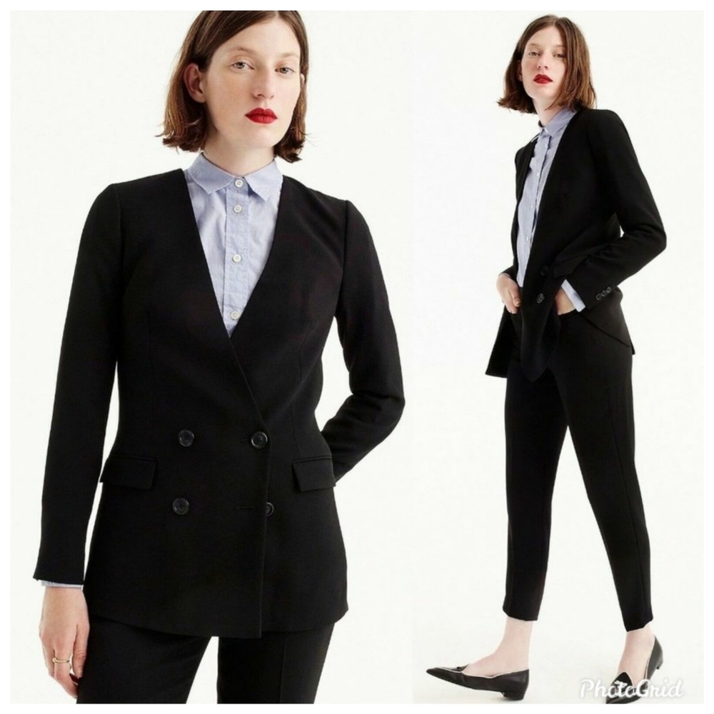 NWT J. Crew Black French Girl Collarless Blazer Jacket
